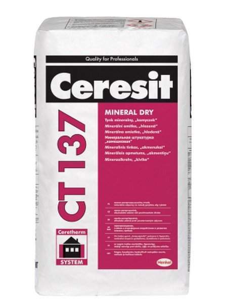 CERESIT CT 137 Mineralischer Gips, kieselige Textur, Körnung 1,5 mm und 2,0 mm 25KG