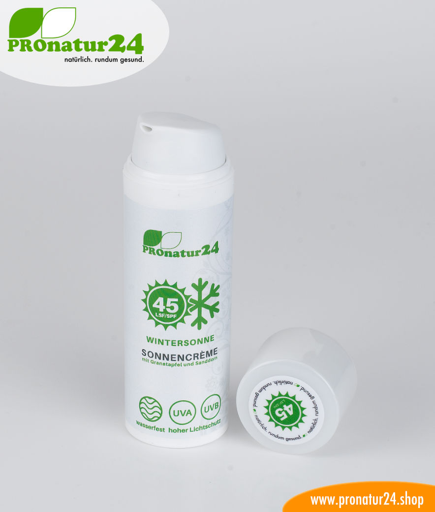 Sonnencreme LSF 45 – WINTER SONNE | Mineralischer Sonnenschutz, BIO Inhaltsstoffe, UVA, UVB, wasserfest für den Wintersport | OHNE CHEMIE | 50 ml Füllmenge – Bild 2